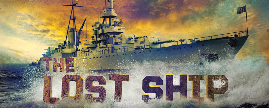 a large ship caught in a wave with the text "The Lost Ship"